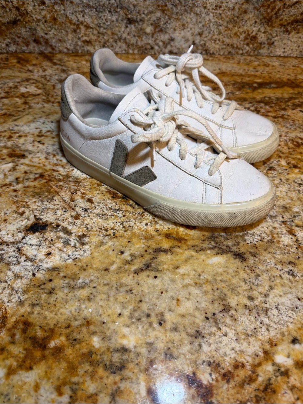 Veja Women’s White Leather Sneakers with Gray Accents
